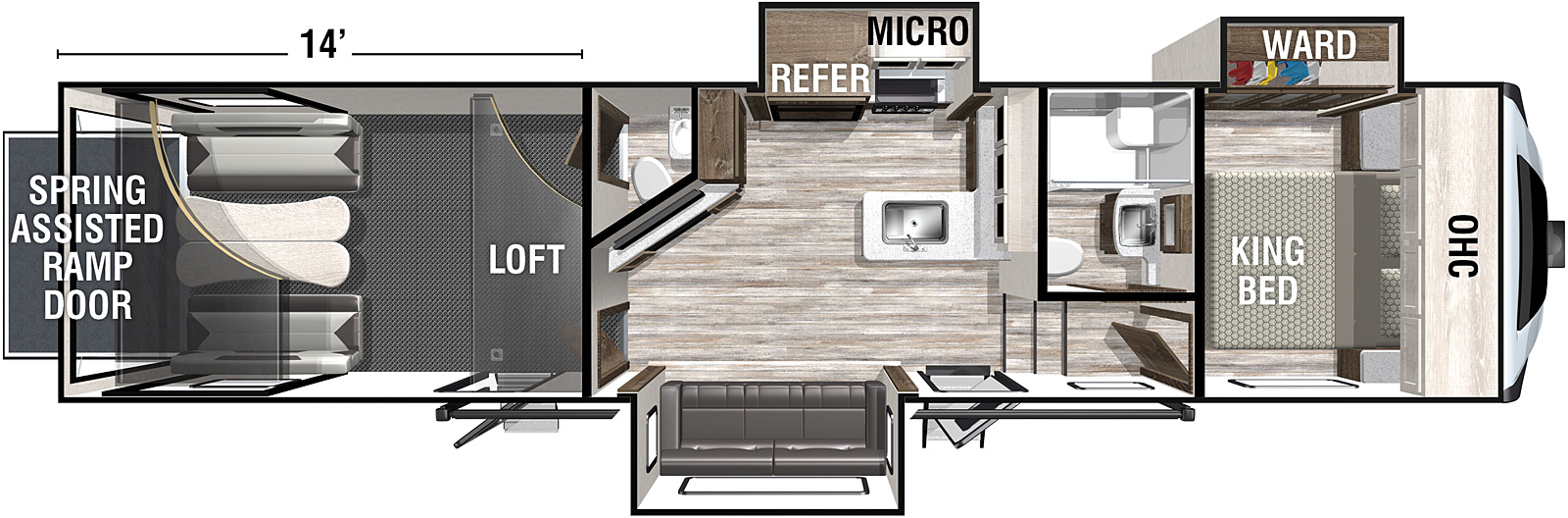 The Top 4 Fifth Wheel Toy Haulers   Forest River Xlr Nirto Fifth Wheel Toy Hauler Floorplan Option 